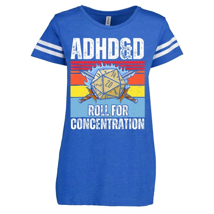 Adhd&D Roll For Concentration Funny Gamer Enza Ladies Jersey Football T-Shirt