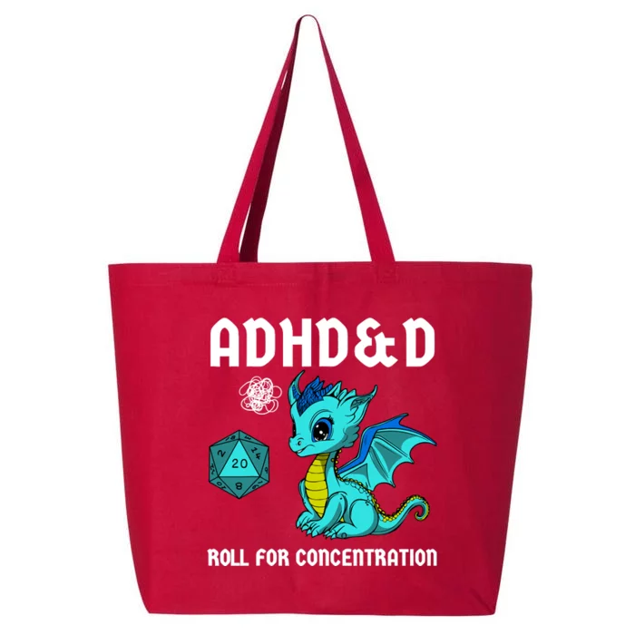 Adhd&D Roll For Concentration Cute Dragon 25L Jumbo Tote