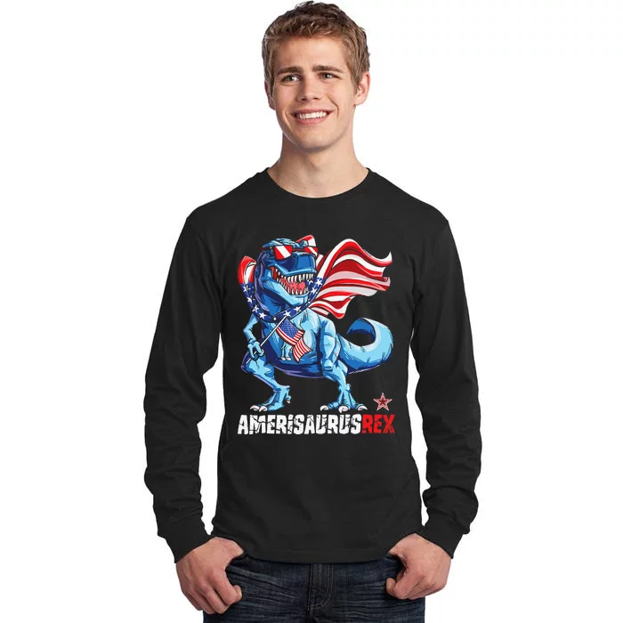 Amerisaurus Rex Funny Dinosaur 4th of July Tall Long Sleeve T-Shirt