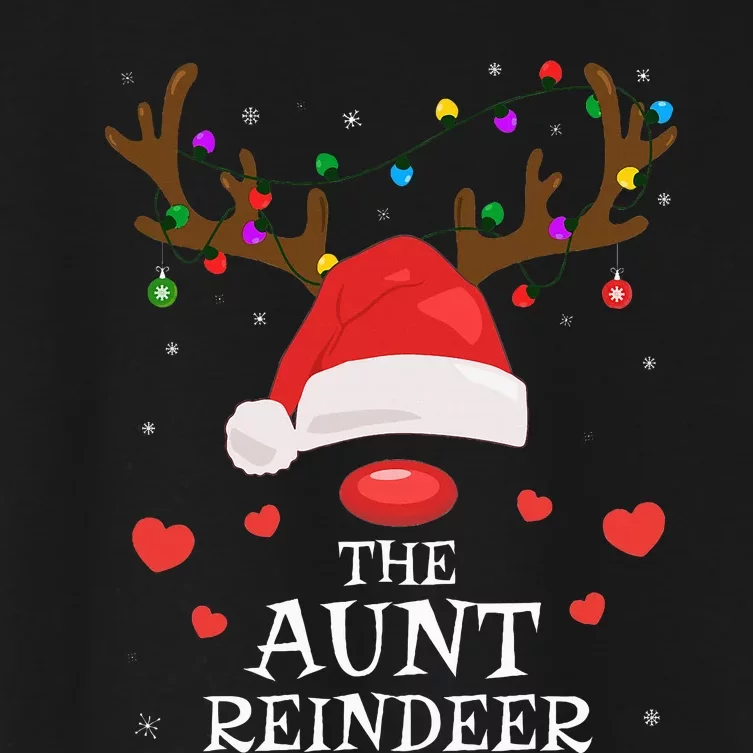 Aunt Reindeer Family Matching Christmas Auntie Aunt Funny Women's Crop Top Tee