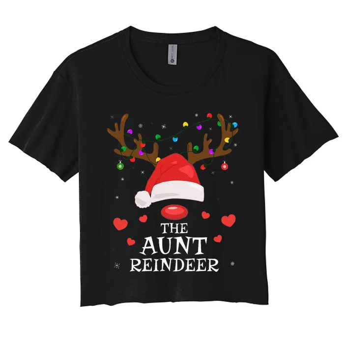 Aunt Reindeer Family Matching Christmas Auntie Aunt Funny Women's Crop Top Tee