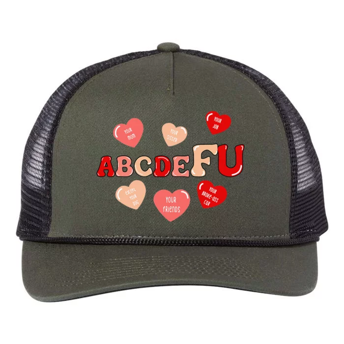 ABCDEFU Retro Funny Heart Valentine's Day Retro Rope Trucker Hat Cap