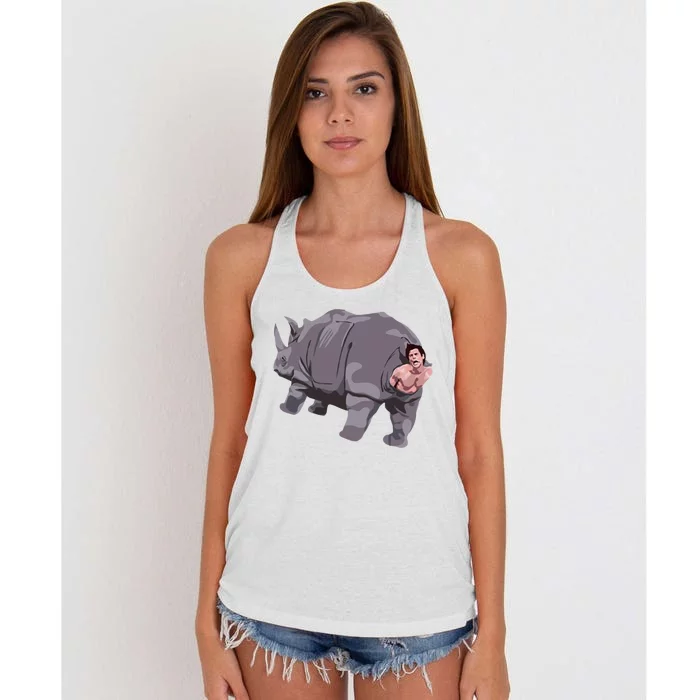 Ace Rhino Funny Humor Women's Knotted Racerback Tank