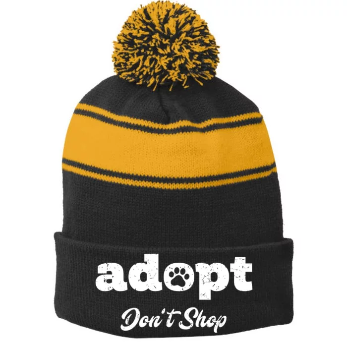 Adopt Rescue Foster Dog Lover Cat Adoption Stripe Pom Pom Beanie