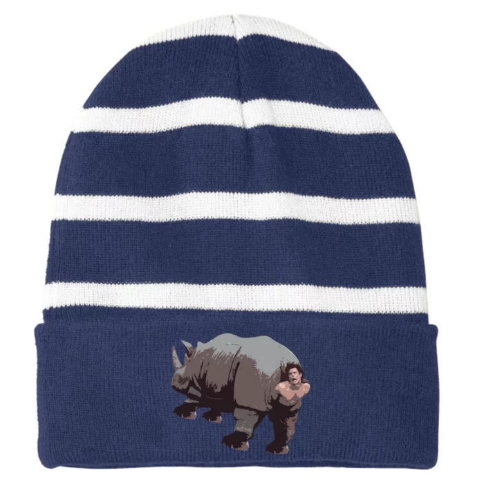 Ace Rhino Funny Striped Beanie with Solid Band