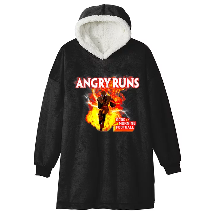 Angry Runs Good Morning Football Sport Lover Football Hooded Wearable Blanket