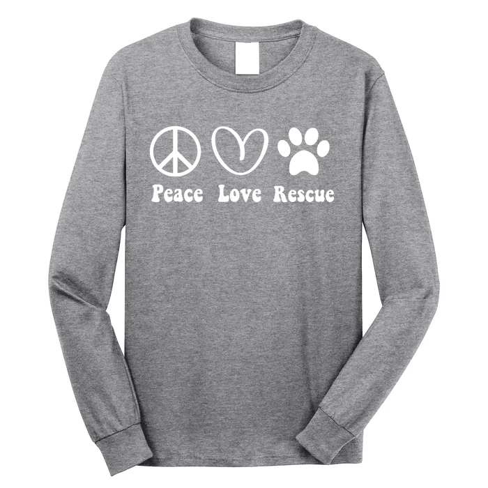 Animal Rescue Gifts Men Women Kids Peace Love Adopt Dog Cat Long Sleeve Shirt