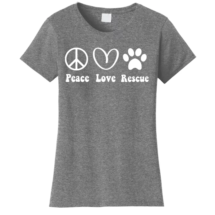 Animal Rescue Gifts Men Women Kids Peace Love Adopt Dog Cat Women's T-Shirt