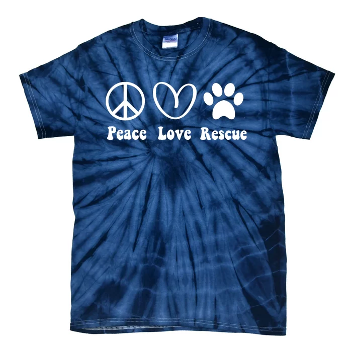 Animal Rescue Gifts Men Women Kids Peace Love Adopt Dog Cat Tie-Dye T-Shirt