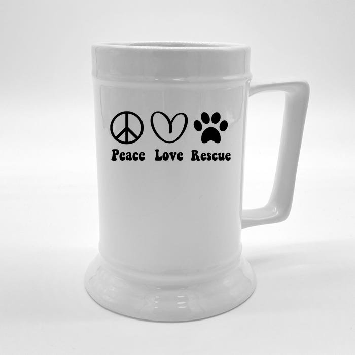 Animal Rescue Gifts Men Women Kids Peace Love Adopt Dog Cat Front & Back Beer Stein