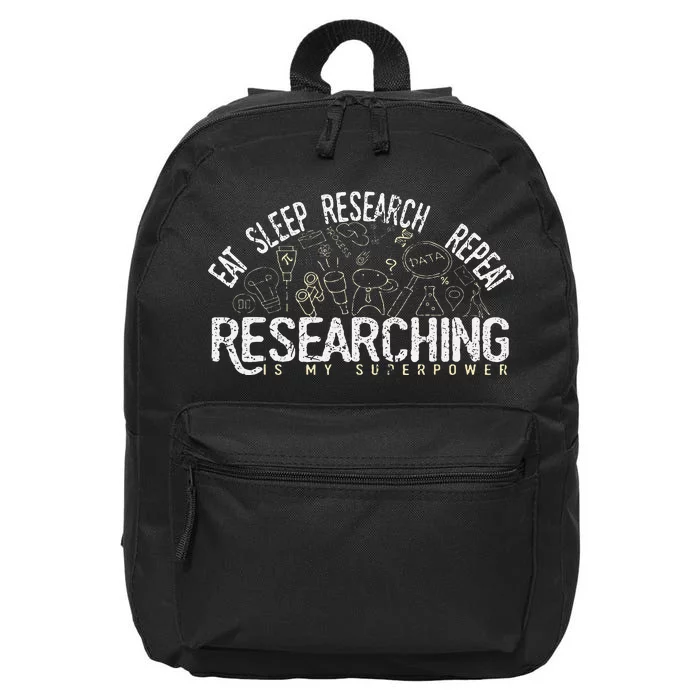 Academics Researcher Gift Eat Sleep Research Repeat 16 in Basic Backpack