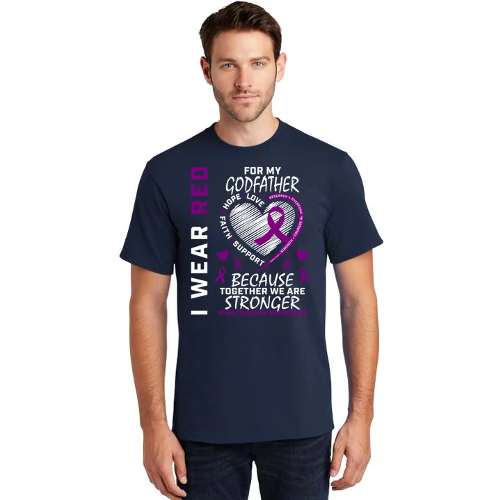 Awareness Ribbons Godfather Heart Disease Gifts Tall T-Shirt