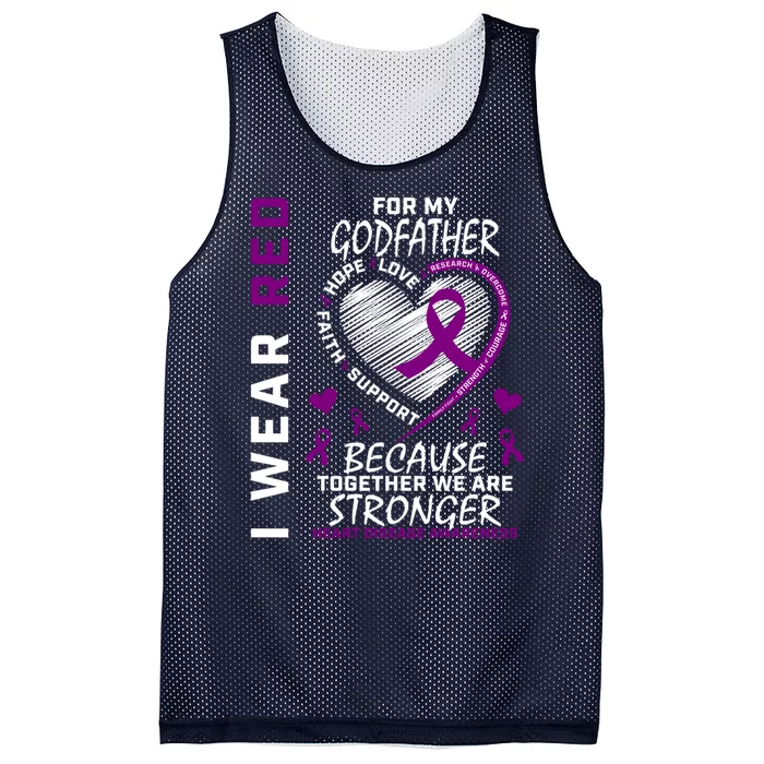 Awareness Ribbons Godfather Heart Disease Gifts Mesh Reversible Basketball Jersey Tank