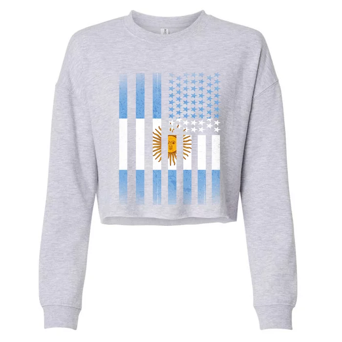 Argentina American Flag Cropped Pullover Crew