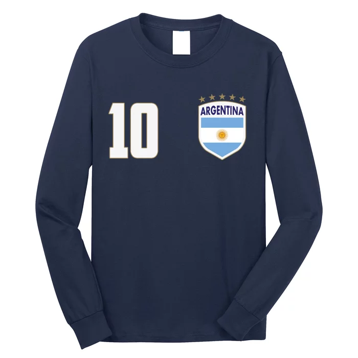 Argentina Flag Shield Logo Soccer World Cup Long Sleeve Shirt