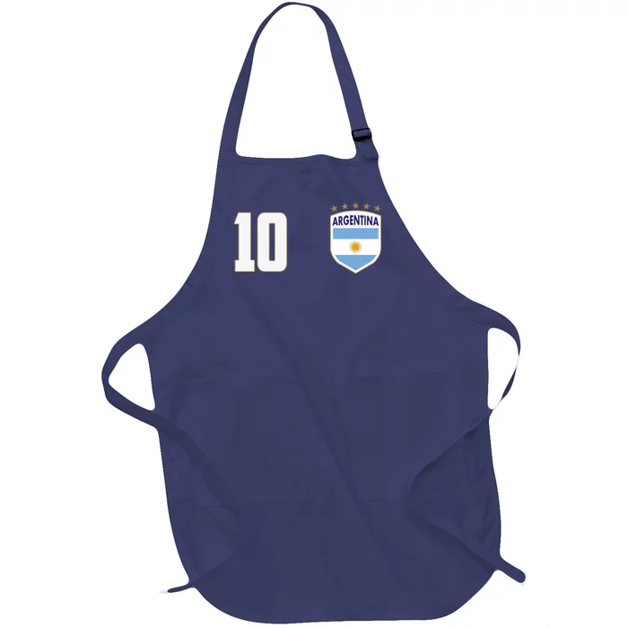 Argentina Flag Shield Logo Soccer World Cup Full-Length Apron With Pocket