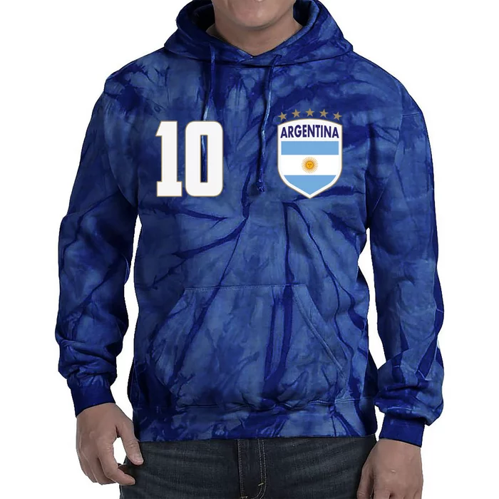 Argentina Flag Shield Logo Soccer World Cup Tie Dye Hoodie