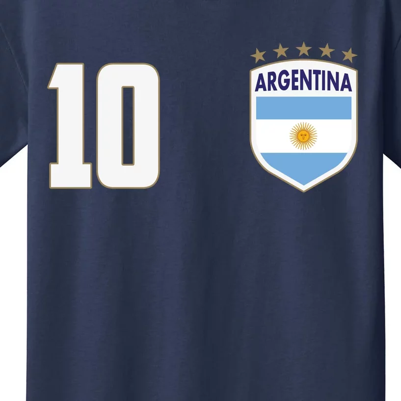 Argentina Flag Shield Logo Soccer World Cup Kids T-Shirt