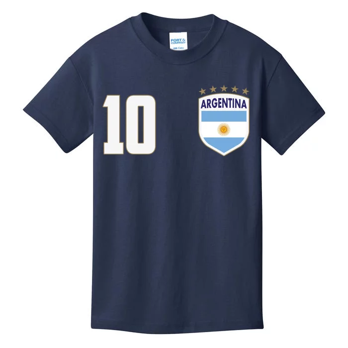 Argentina Flag Shield Logo Soccer World Cup Kids T-Shirt