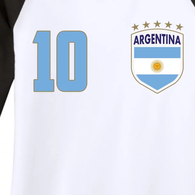 Argentina Flag Shield Logo Soccer World Cup Women's Tri-Blend 3/4-Sleeve Raglan Shirt