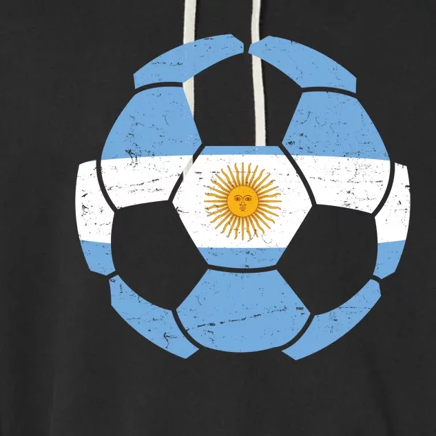 Argentina Flag Soccer Team Ball Futball Garment-Dyed Fleece Hoodie