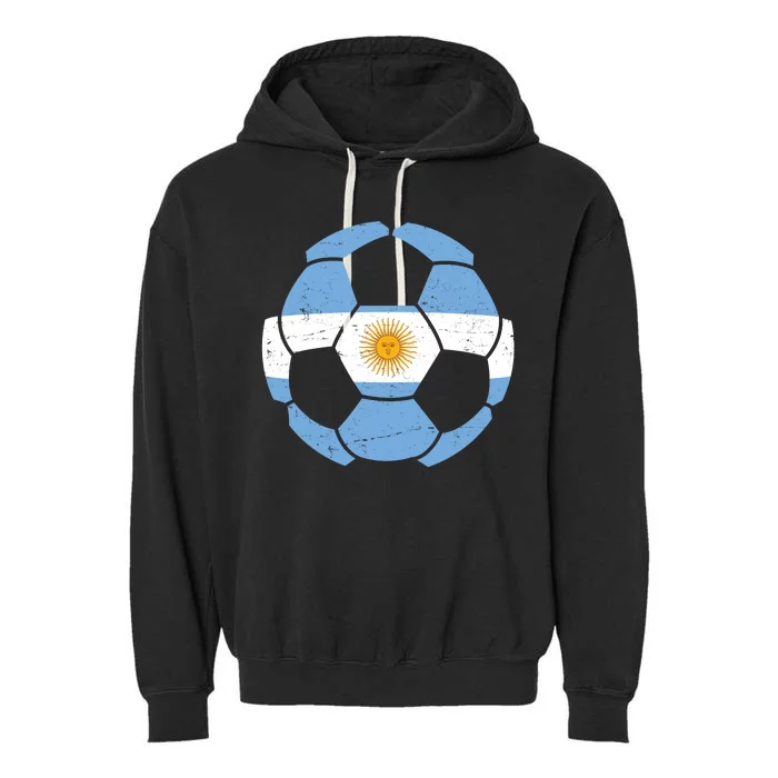 Argentina Flag Soccer Team Ball Futball Garment-Dyed Fleece Hoodie