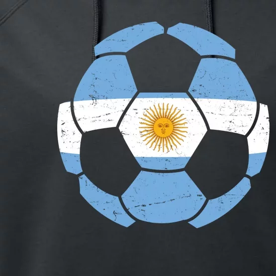 Argentina Flag Soccer Team Ball Futball Performance Fleece Hoodie