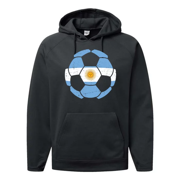 Argentina Flag Soccer Team Ball Futball Performance Fleece Hoodie