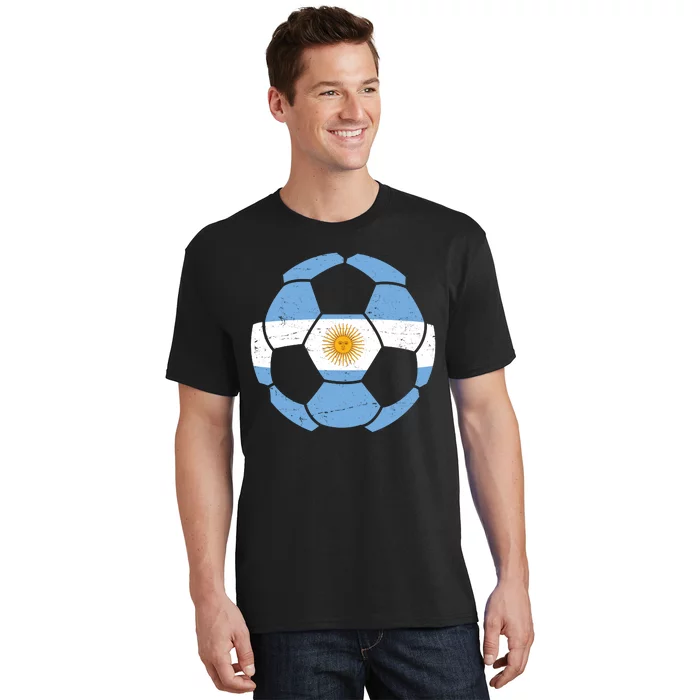 Argentina Flag Soccer Team Ball Futball T-Shirt