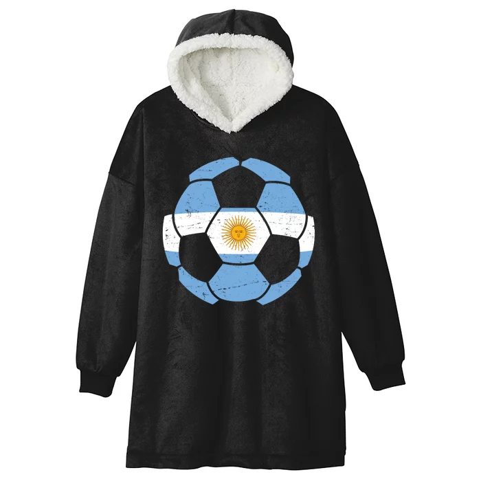 Argentina Flag Soccer Team Ball Futball Hooded Wearable Blanket