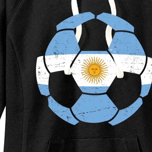 Argentina Flag Soccer Team Ball Futball Women's Fleece Hoodie