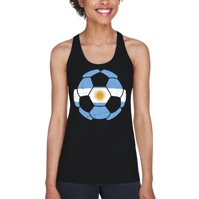 Argentina Flag Soccer Team Ball Futball Women's Racerback Tank