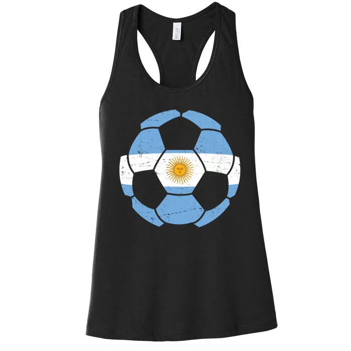 Argentina Flag Soccer Team Ball Futball Women's Racerback Tank