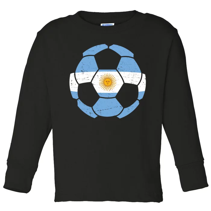 Argentina Flag Soccer Team Ball Futball Toddler Long Sleeve Shirt