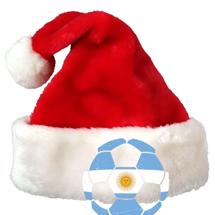 Argentina Flag Soccer Team Ball Futball Premium Christmas Santa Hat