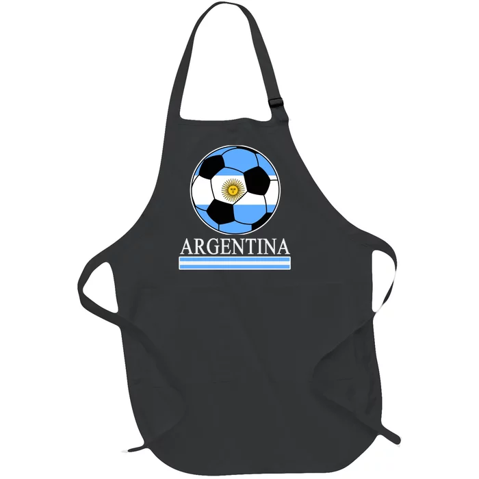 Argentina Soccer Country Flag Ball Full-Length Apron With Pocket