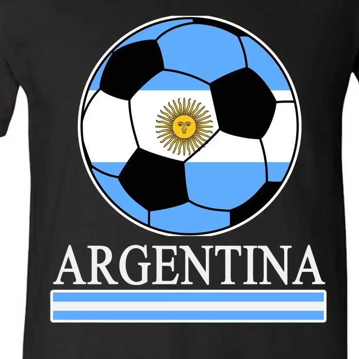 Argentina Soccer Country Flag Ball V-Neck T-Shirt