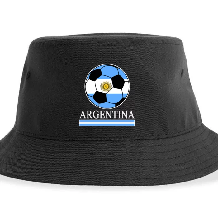 Argentina Soccer Country Flag Ball Sustainable Bucket Hat