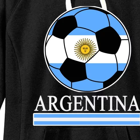 Argentina Soccer Country Flag Ball Women's Fleece Hoodie