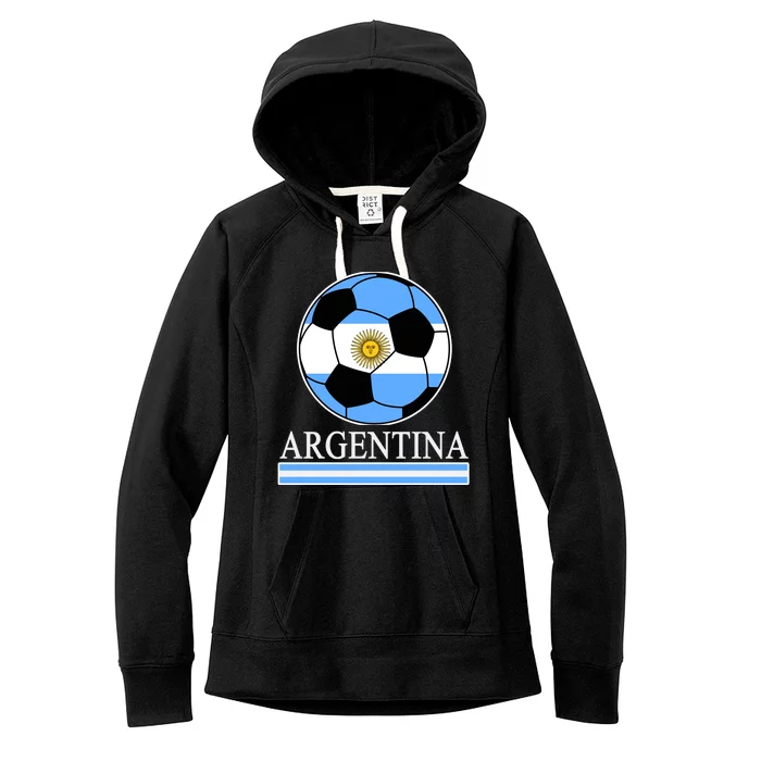 Argentina Soccer Country Flag Ball Women's Fleece Hoodie