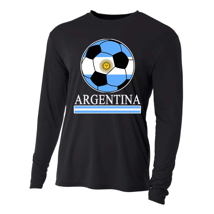 Argentina Soccer Country Flag Ball Cooling Performance Long Sleeve Crew