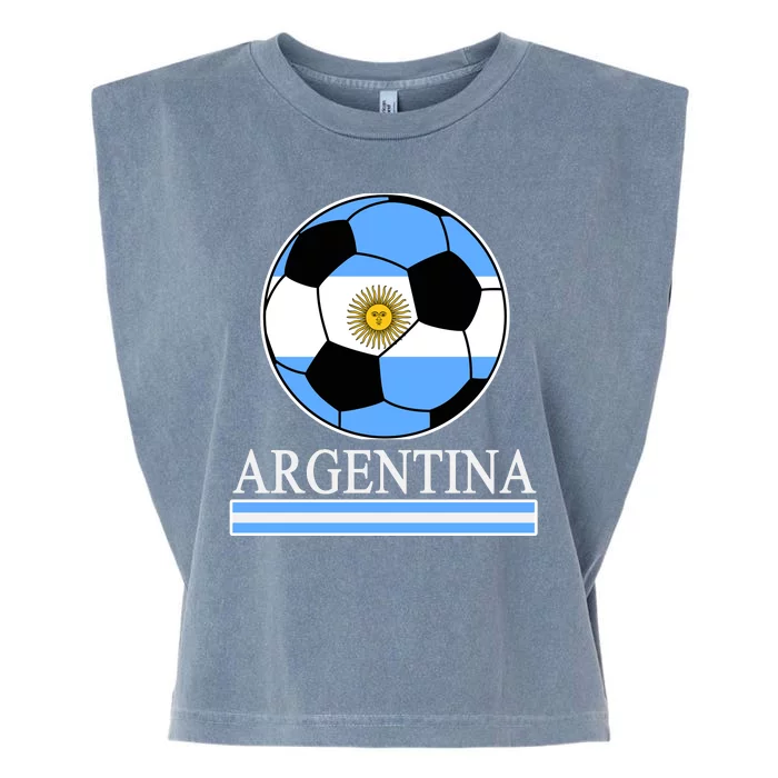 Argentina Soccer Country Flag Ball Garment-Dyed Women's Muscle Tee