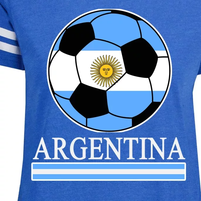 Argentina Soccer Country Flag Ball Enza Ladies Jersey Football T-Shirt