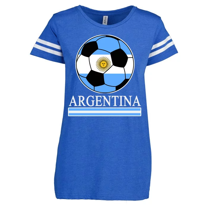 Argentina Soccer Country Flag Ball Enza Ladies Jersey Football T-Shirt