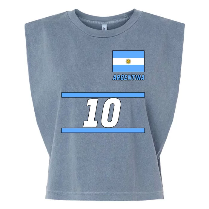 Argentina Soccer Jersey Number 10 Garment-Dyed Women's Muscle Tee