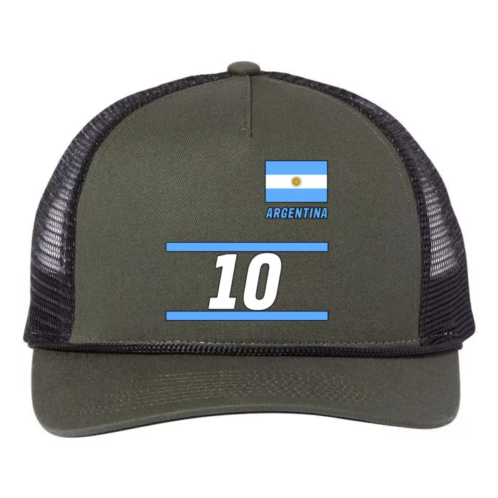 Argentina Soccer Jersey Number 10 Retro Rope Trucker Hat Cap