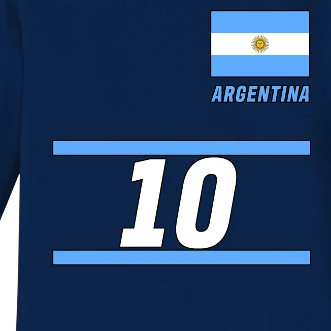 Argentina Soccer Jersey Number 10 Baby Long Sleeve Bodysuit