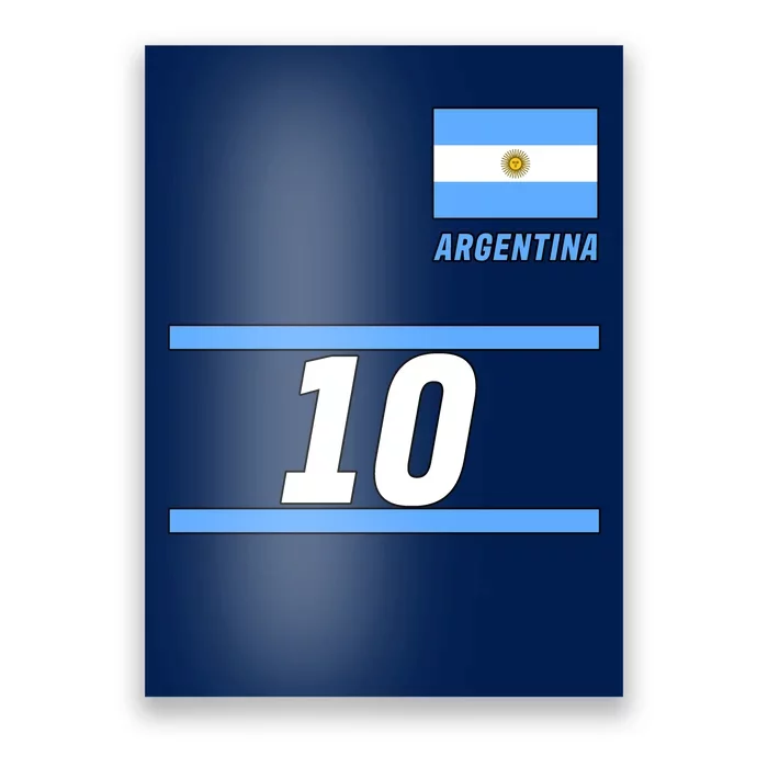 Argentina Soccer Jersey Number 10 Poster