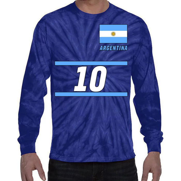 Argentina Soccer Jersey Number 10 Tie-Dye Long Sleeve Shirt