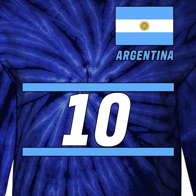 Argentina Soccer Jersey Number 10 Tie-Dye Long Sleeve Shirt